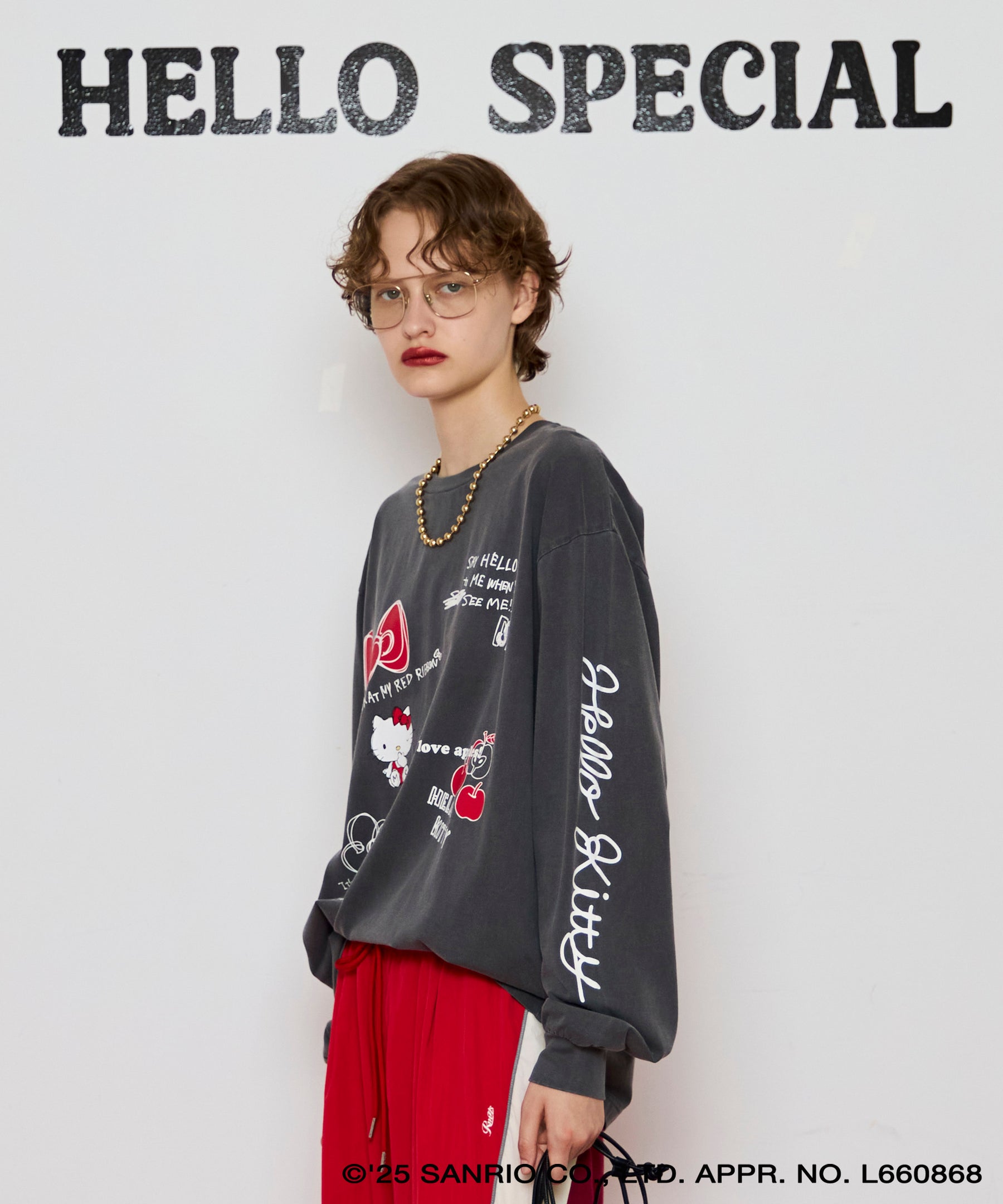 [HELLO KITTY × MAISON SPECIAL] HELLO KITTY Hand iIllust Long-Sleeve T-Shirt