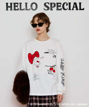[HELLO KITTY × MAISON SPECIAL] HELLO KITTY Hand iIllust Long-Sleeve T-Shirt
