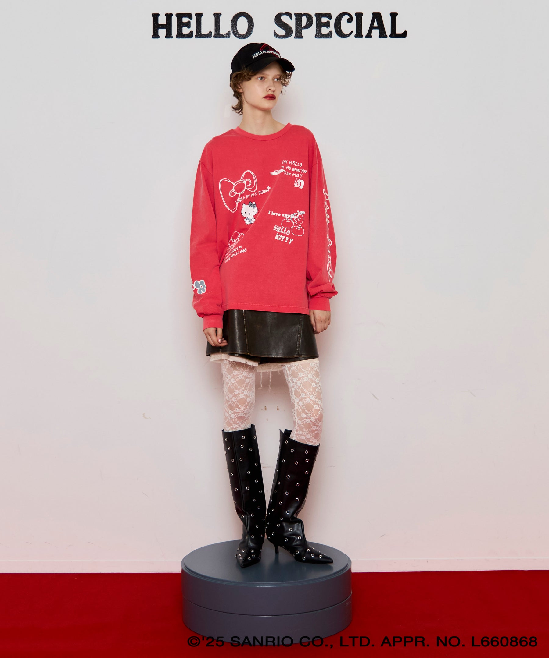 [HELLO KITTY × MAISON SPECIAL] HELLO KITTY Hand iIllust Long-Sleeve T-Shirt