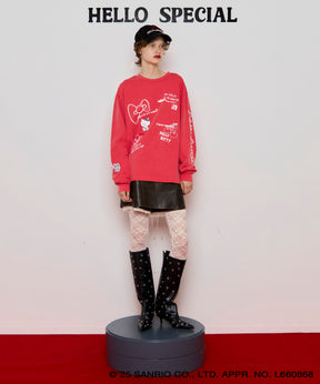 [HELLO KITTY × MAISON SPECIAL] HELLO KITTY Hand iIllust Long-Sleeve T-Shirt