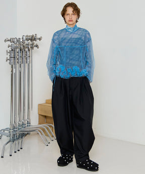 【SALE】2way Flower Hem Tulle Top