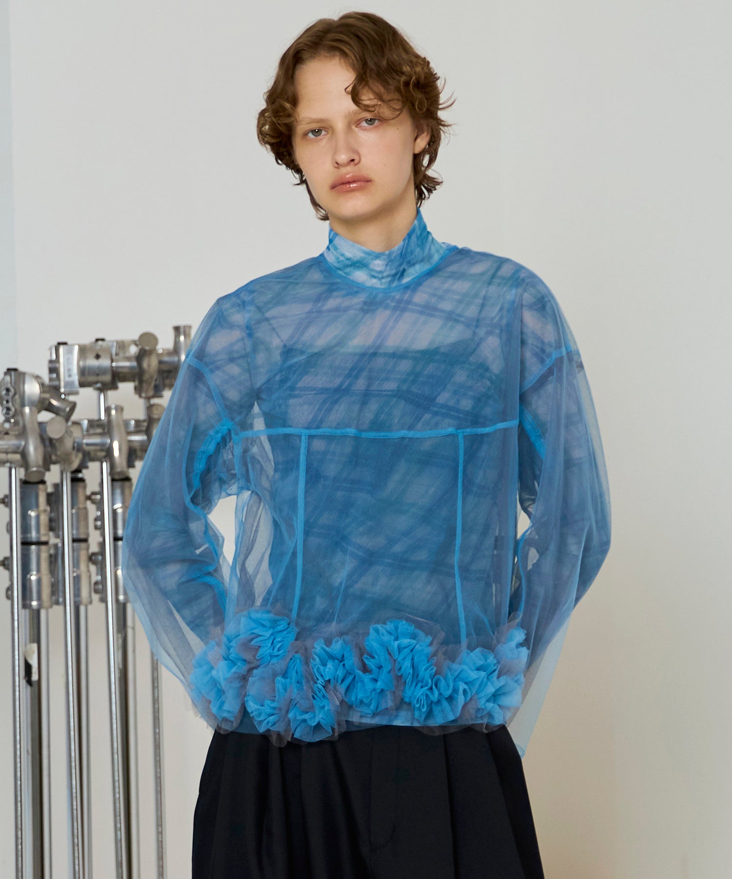 【SALE】2way Flower Hem Tulle Top