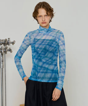 【SALE】Plaid Mesh Tops