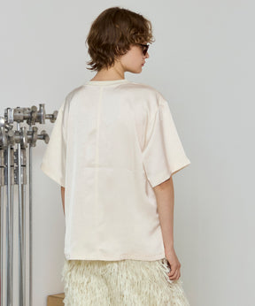 Dot Photo Print Satin T-Shirt