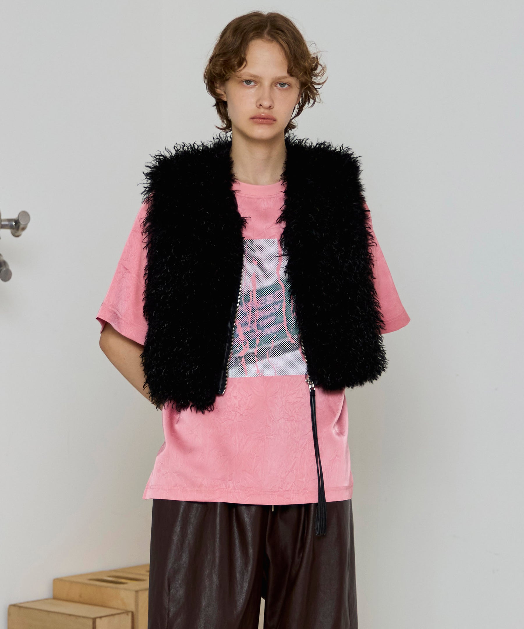 Dot Photo Print Satin T-Shirt