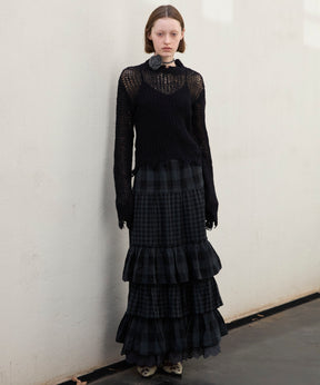 【OPEN YY】Knitted DISTRESSED CROP KNIT