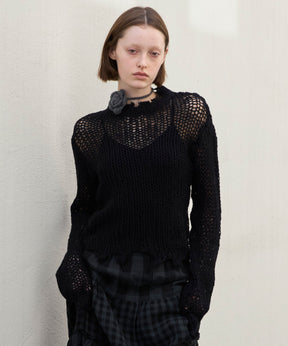 【OPEN YY】Knitted DISTRESSED CROP KNIT