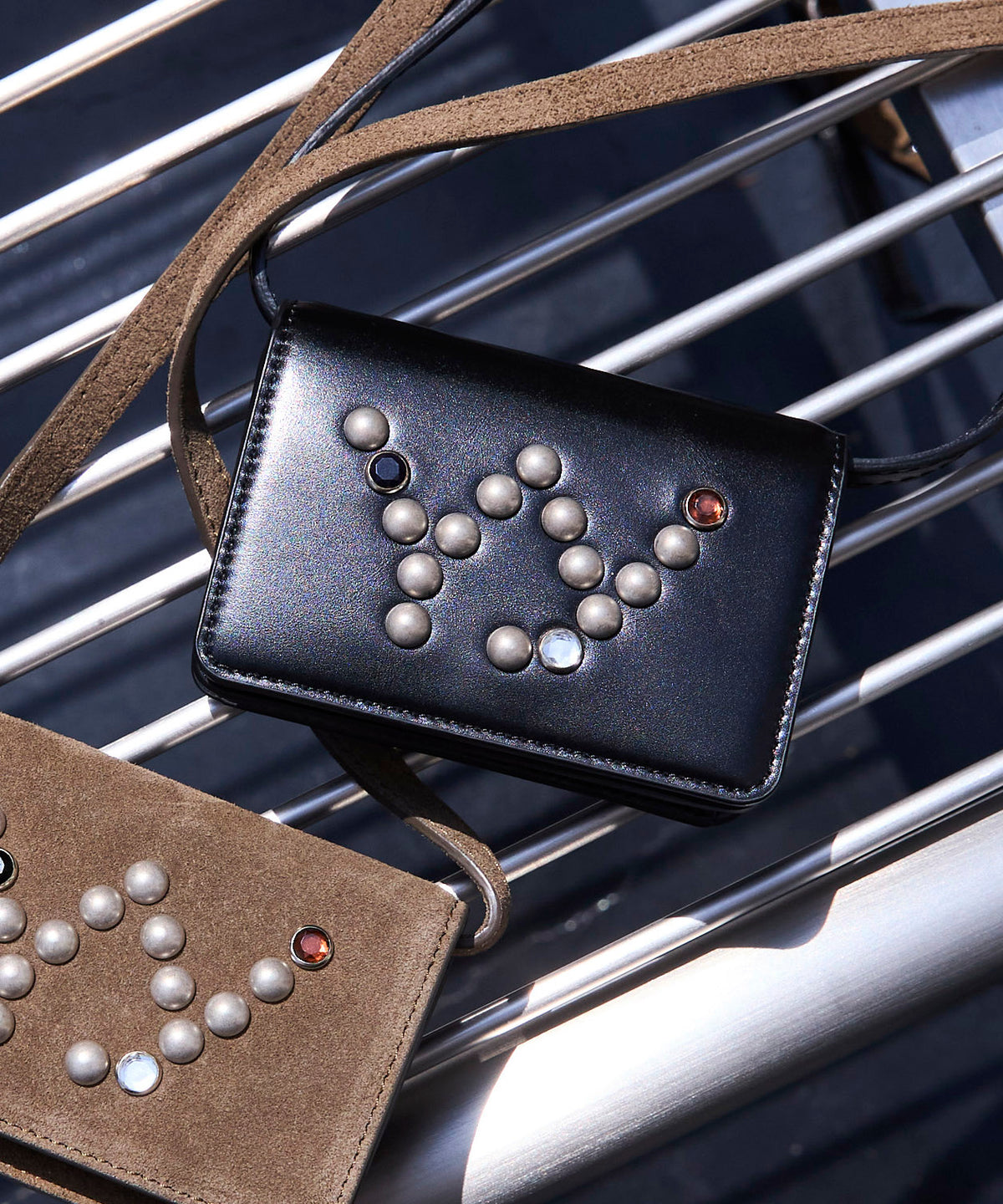 【OPEN YY】Leather MICRO STUD WALLET BAG