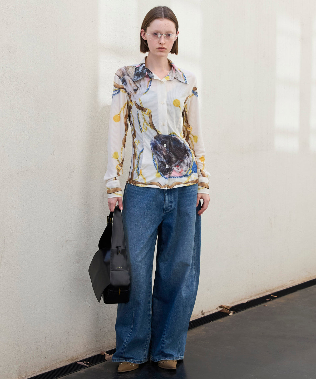 【OPEN YY】Woven MESH PET CLUB PRINT SHIRT