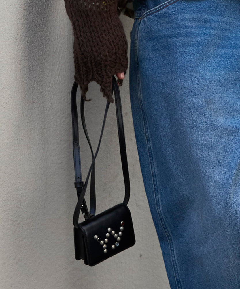 【OPEN YY】Leather MICRO STUD WALLET BAG