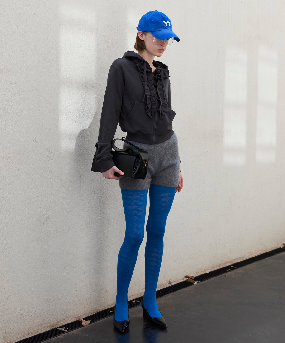 【OPEN YY】Knitted HOUNDS TOOTH STAR TIGHTS