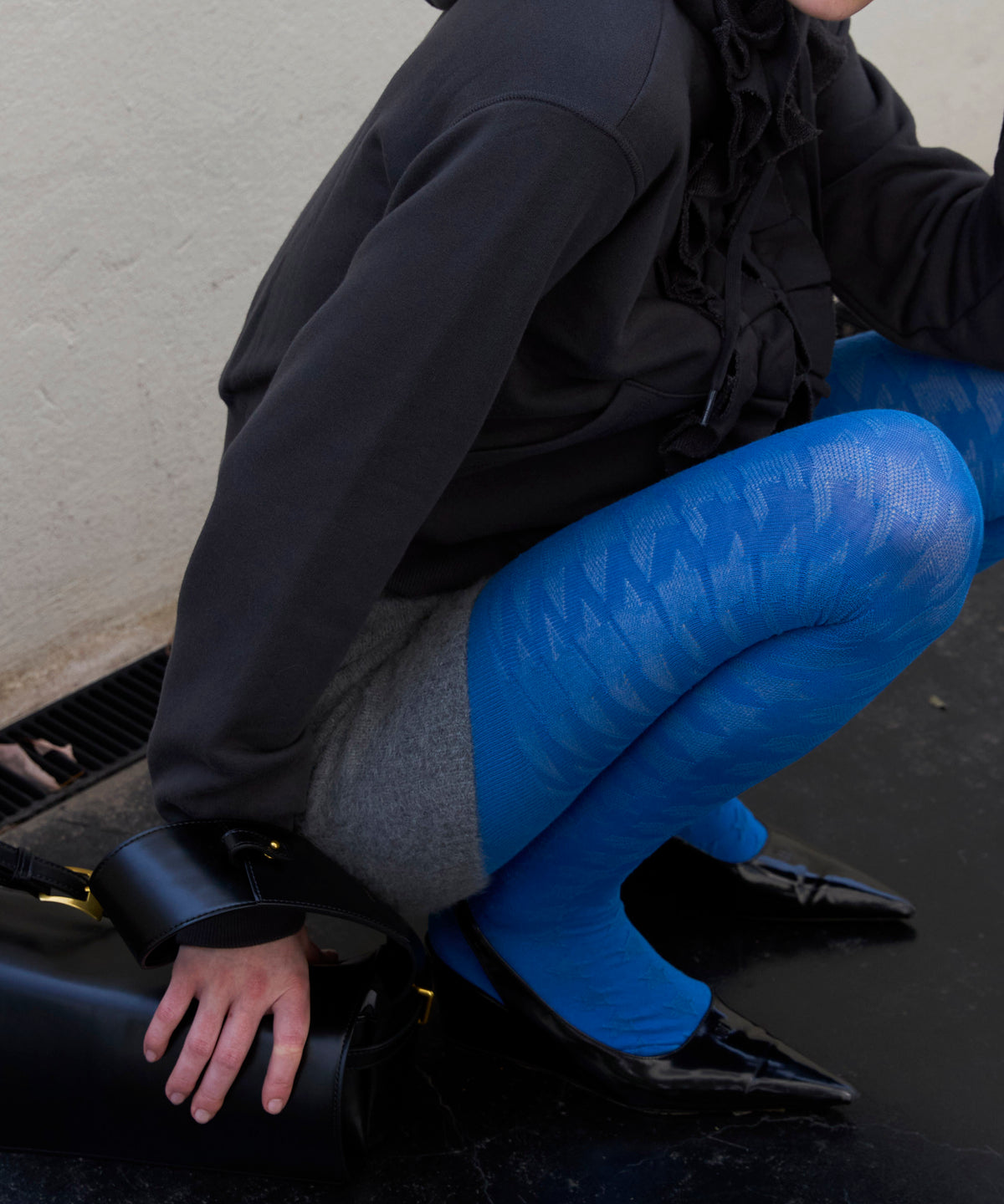 【OPEN YY】Knitted HOUNDS TOOTH STAR TIGHTS