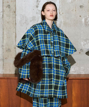 [25WINTER PRE-ORDER] Color Check 2Way Cape Coat