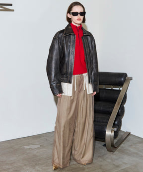 [25周期预订]真正的皮革拉链布鲁森