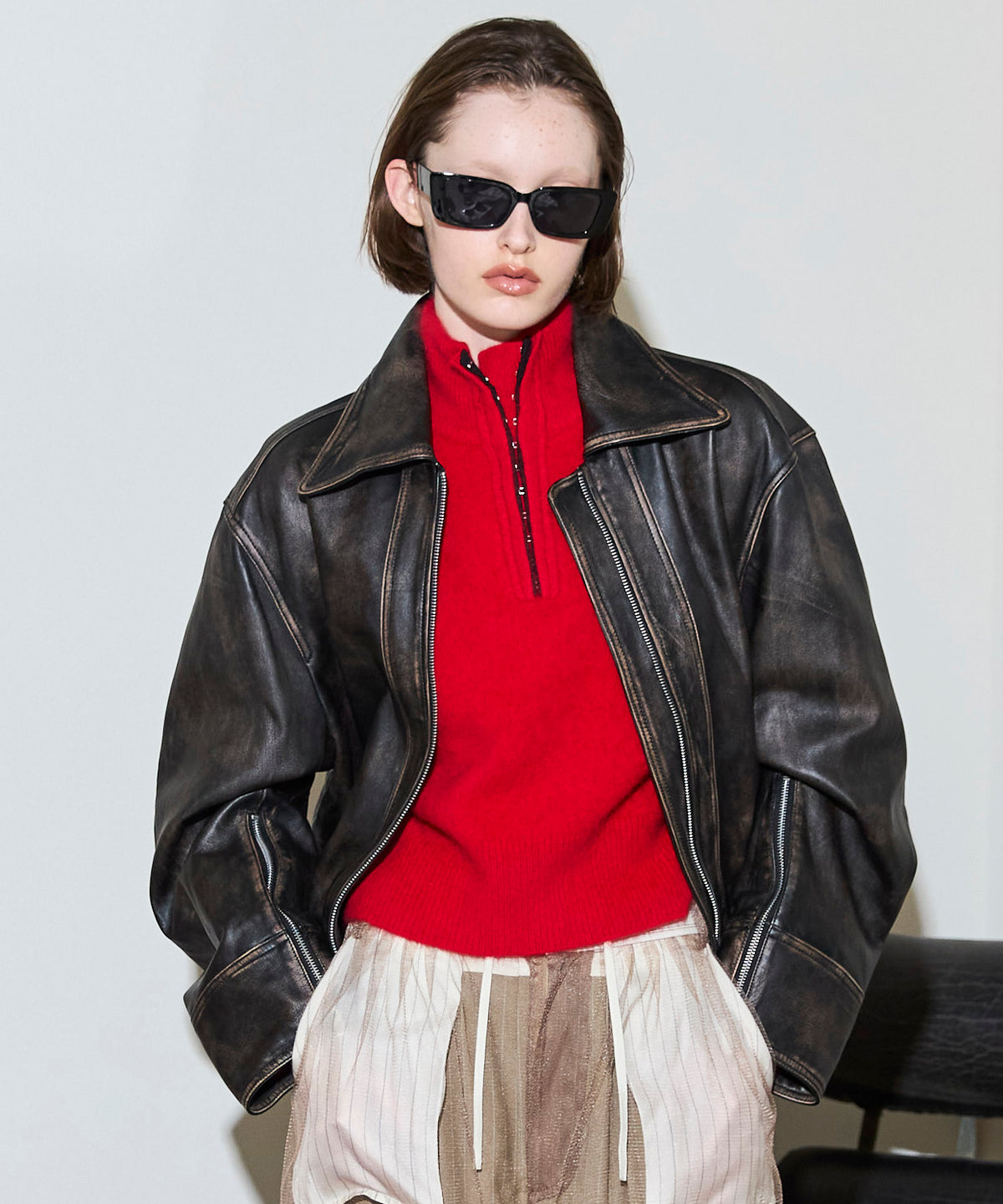 Real Leather Zip Blouson