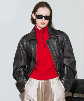 [25周期预订]真正的皮革拉链布鲁森