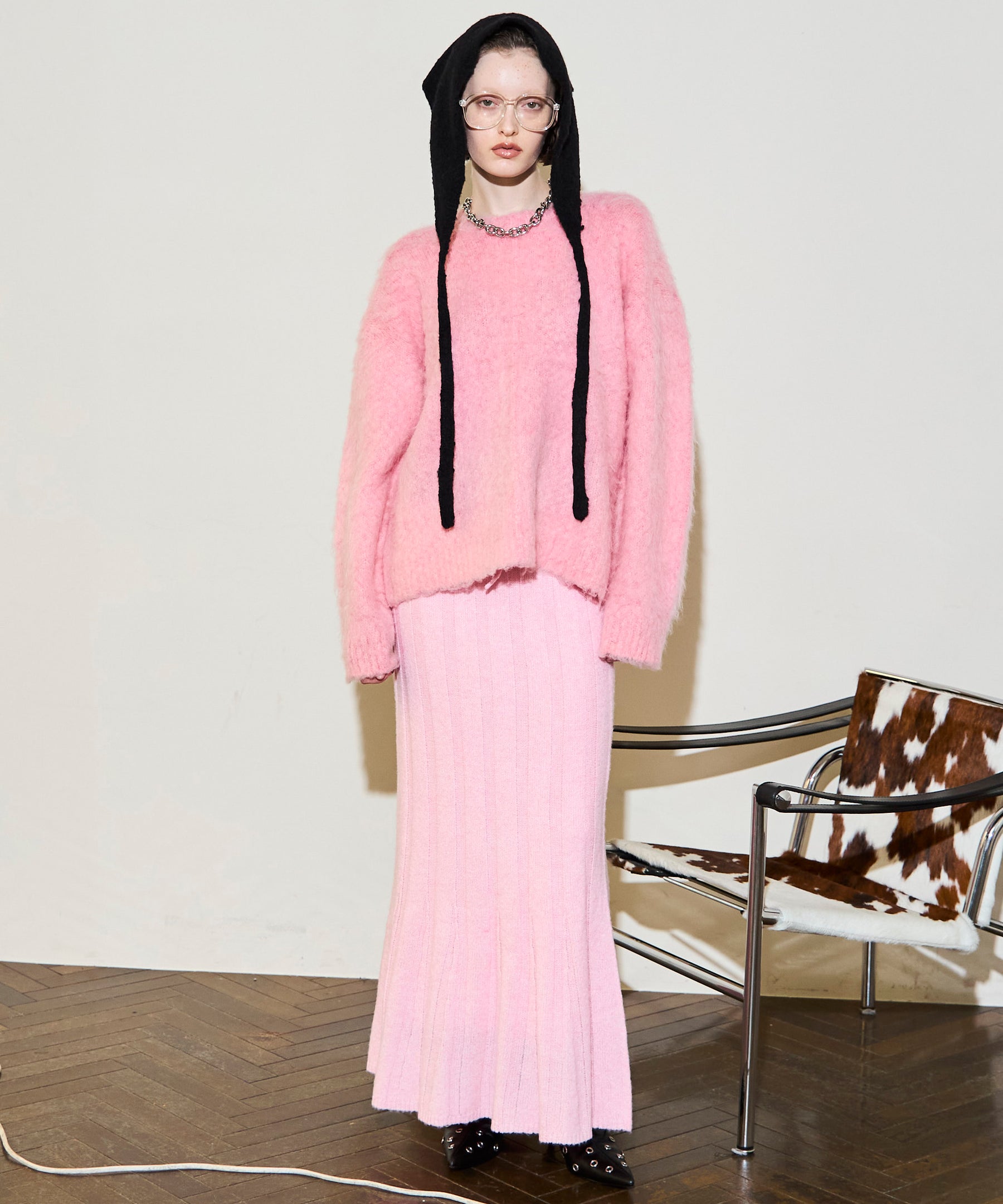 [25周期预订]随机肋骨编织喇叭裙