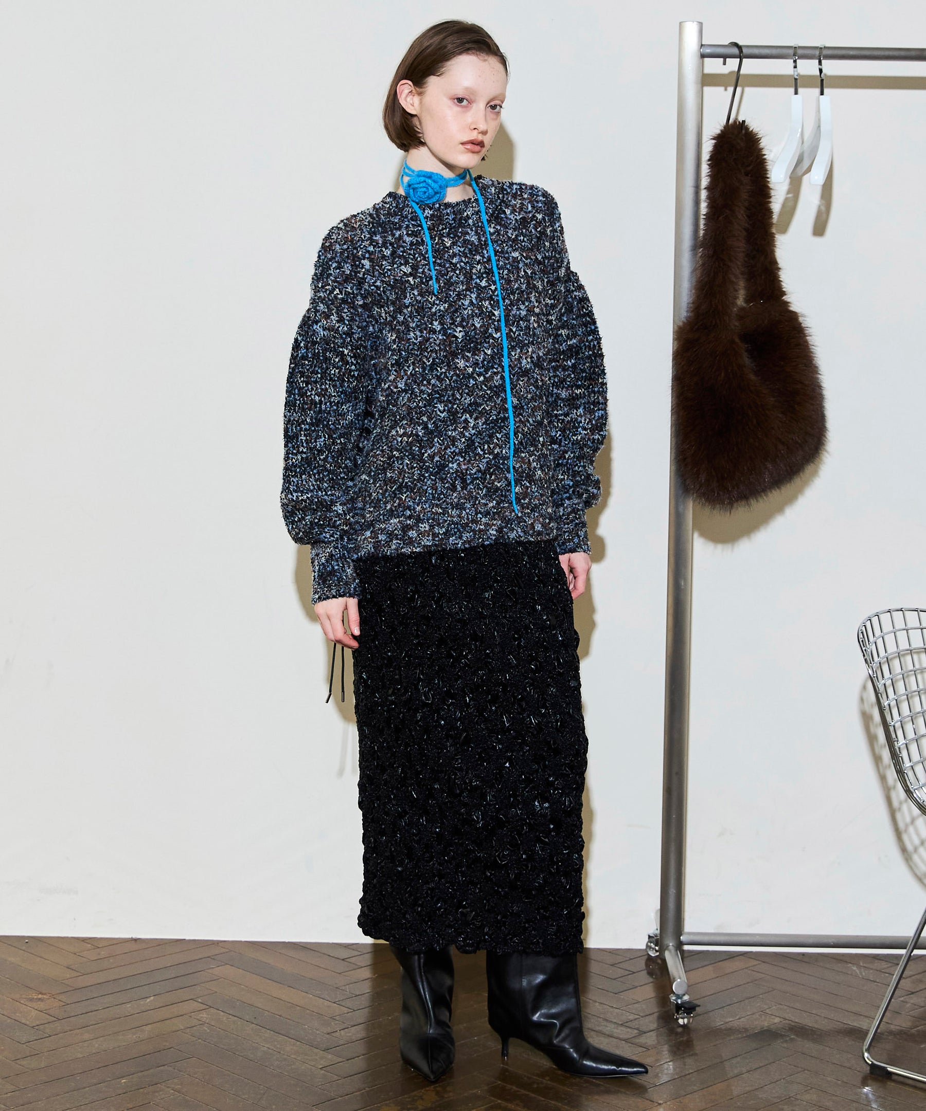 新品タグ付き！3点セット♡リルリンリン☆セーター2着&ショルダーバッグ1個 25WINTER PRE-ORDER】2way Neck Melange Knit Pullover