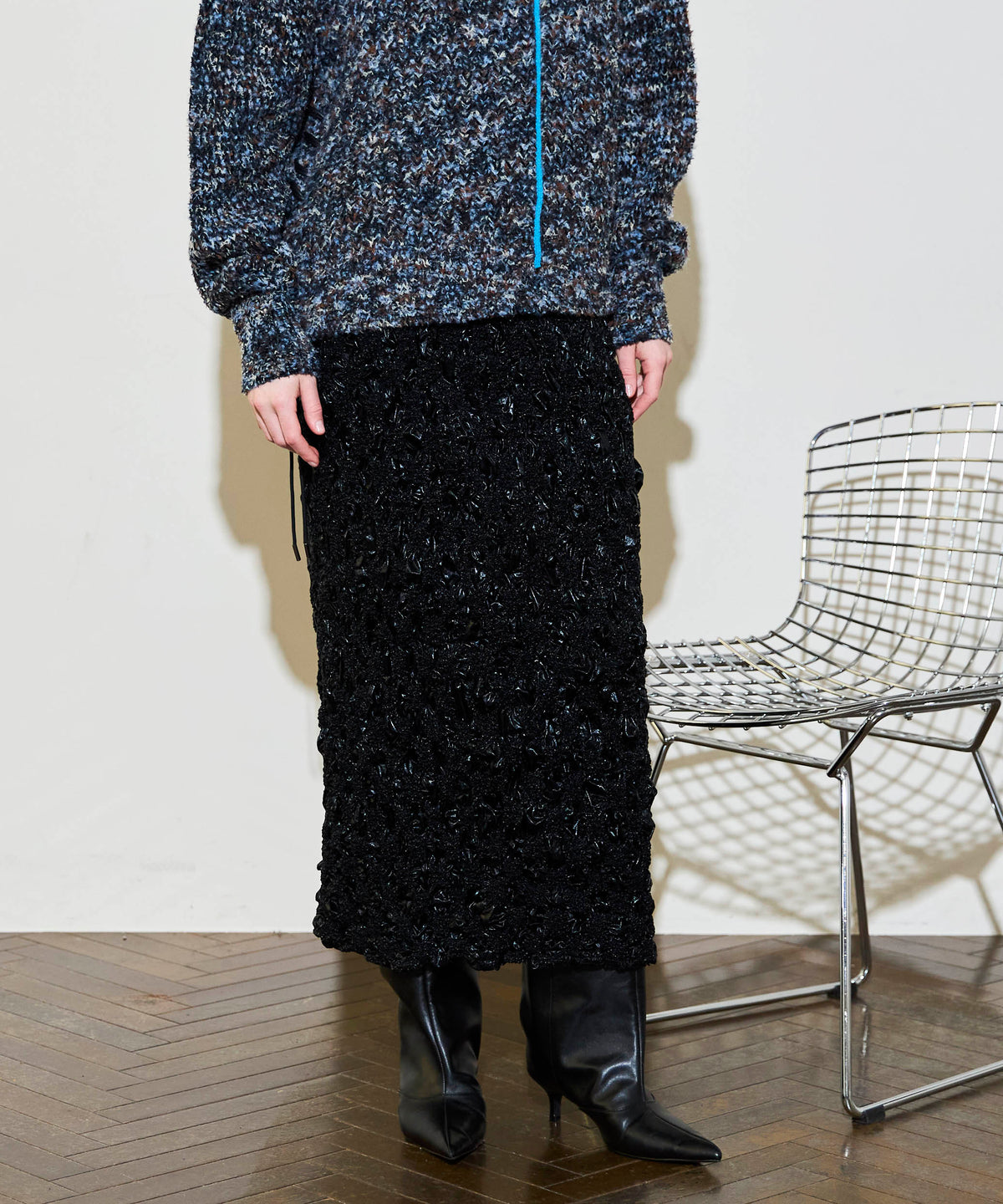 Metallic Shirring Skirt