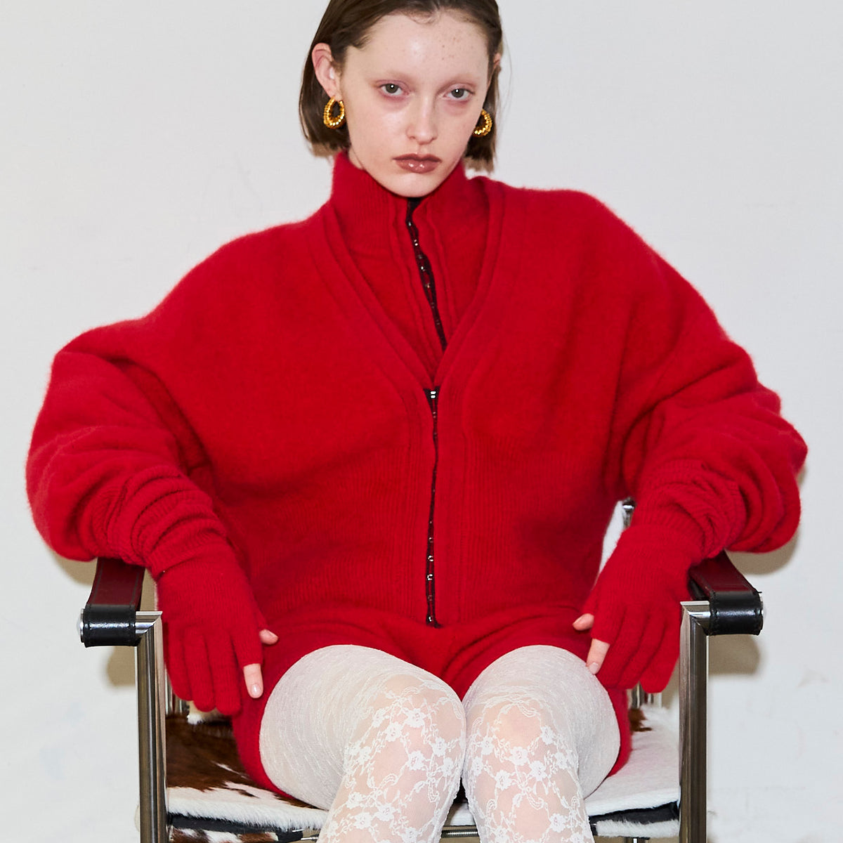 FOXEY♡カシミアレッド ♡ミニ丈カーディガン 38 Fox Blend Cardigan