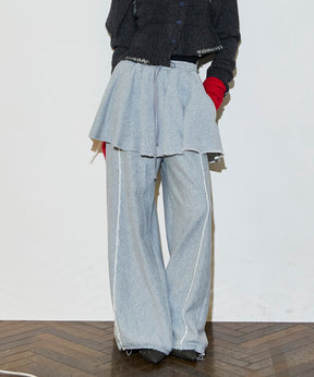 [25WINTER PRE-ORDER] Flared Skirt Layered Sweatpants