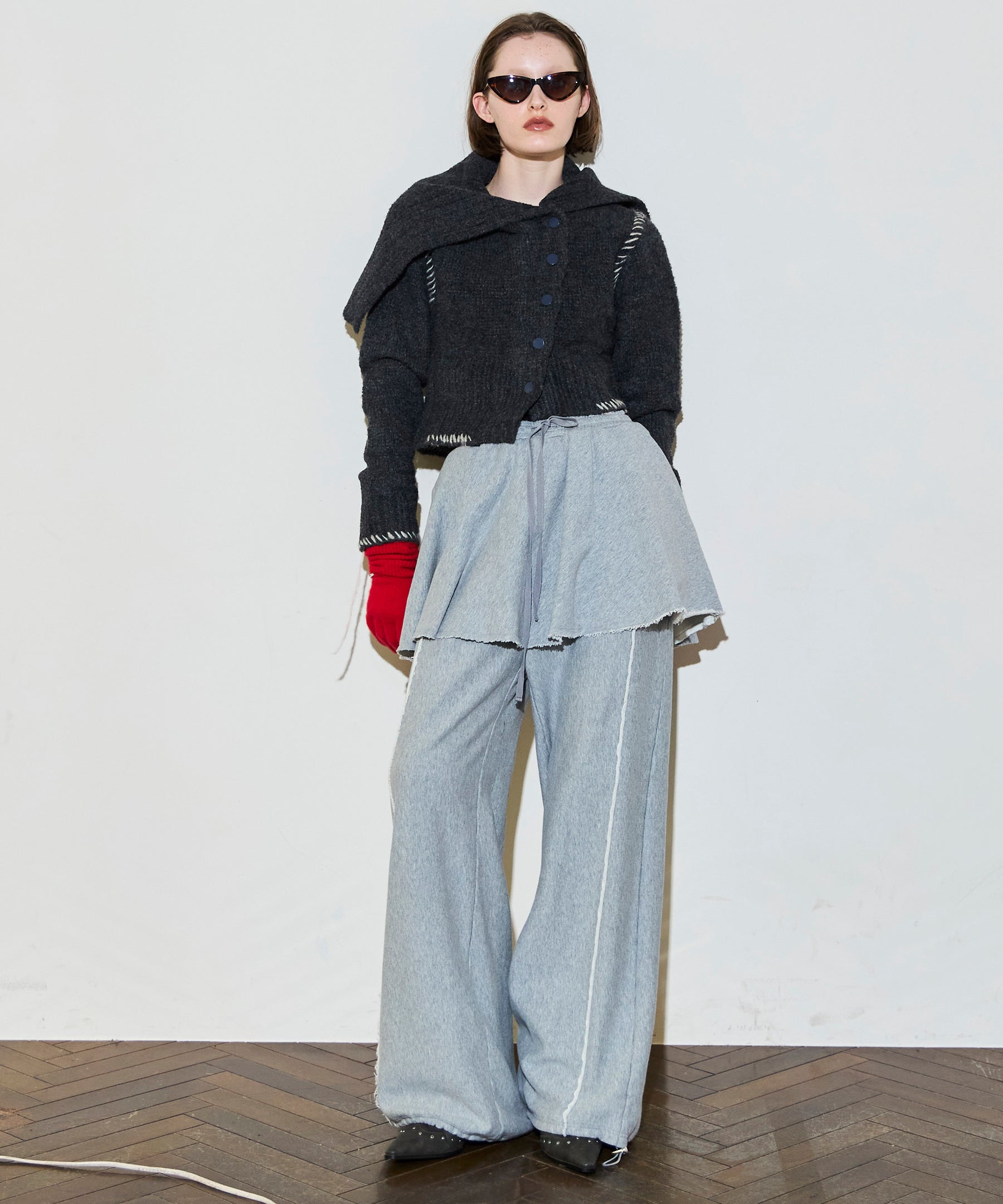 [25WINTER PRE-ORDER] Flared Skirt Layered Sweatpants