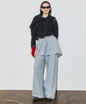 [25WINTER PRE-ORDER] Flared Skirt Layered Sweatpants