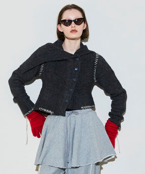 [25周期预订]不对称针织开衫