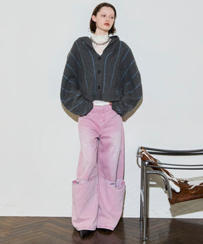 [25winter preoder] 파워 숄더 후드 니트 카디건