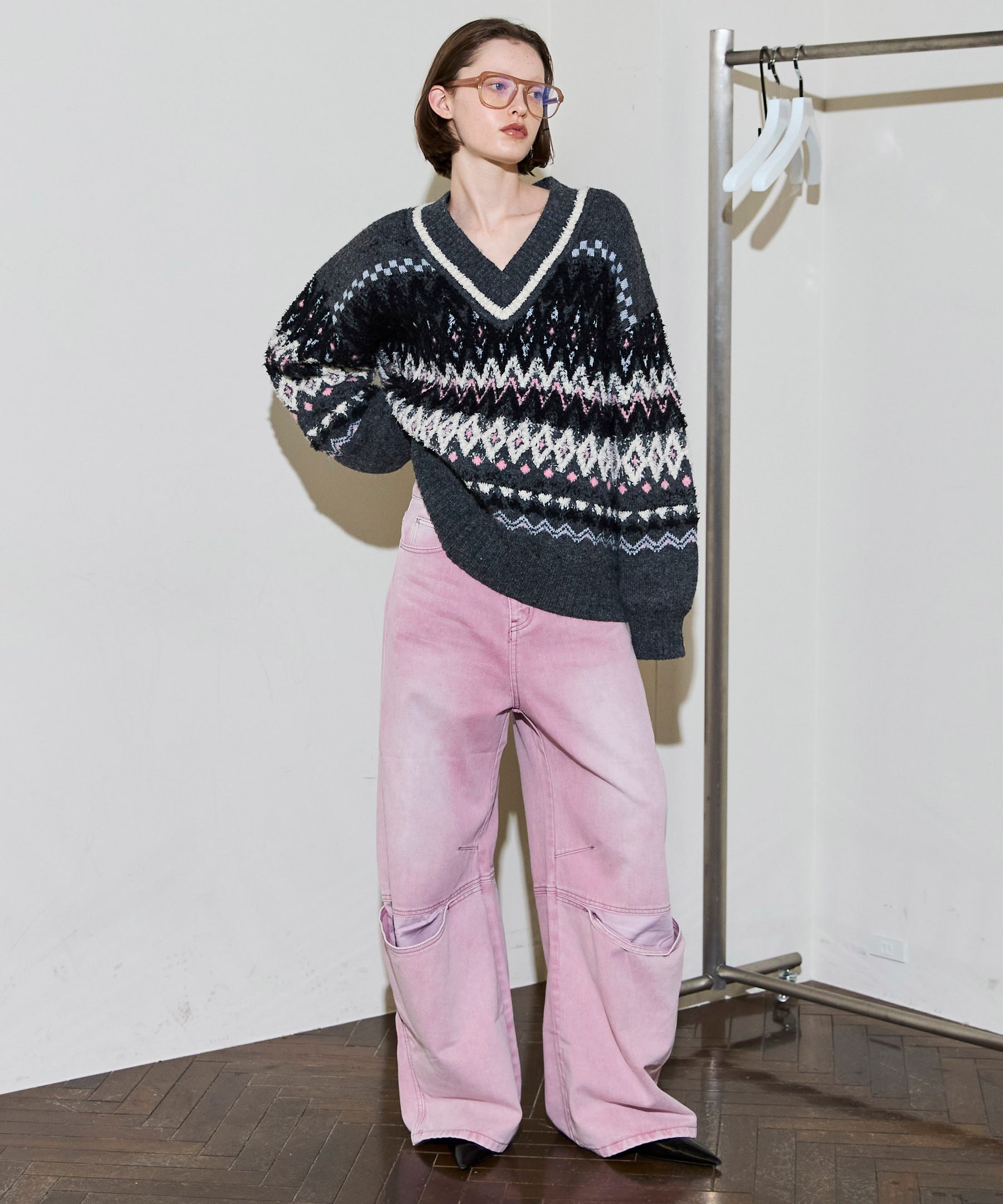 [25周期预订] Mokemoke Argyle针织套头衫