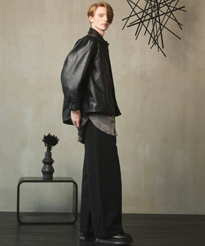 Artificial Leather Prime-Over Shirt Blouson