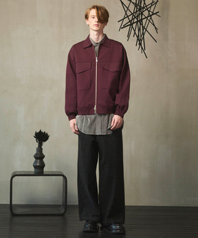 프라임 오버 플록 프린트 일반 칼라 셔츠 코트