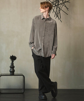 프라임 오버 플록 프린트 일반 칼라 셔츠 코트