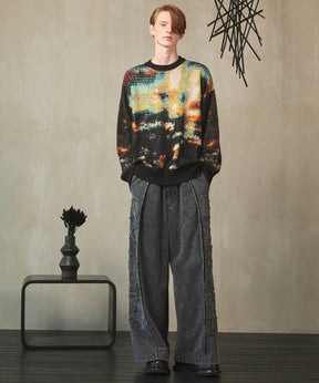 [25AW PRE-ORDER] Contemporary Art Jacquard Prime-Over Crew Neck Shaggy Knit Pullover
