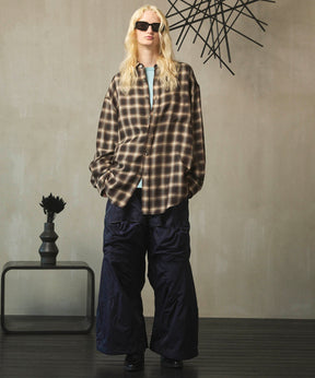 Gather Curved Switching Wide Pants