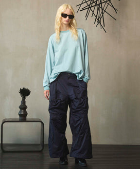 Gather Curved Switching Wide Pants