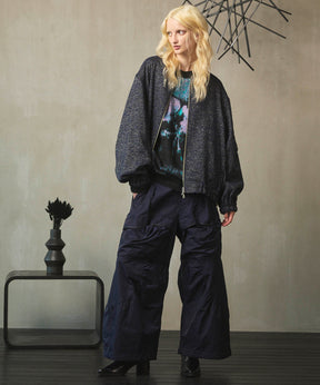 Gather Curved Switching Wide Pants