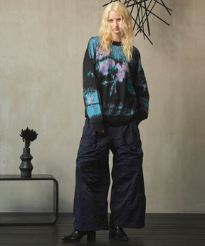 Gather Curved Switching Wide Pants