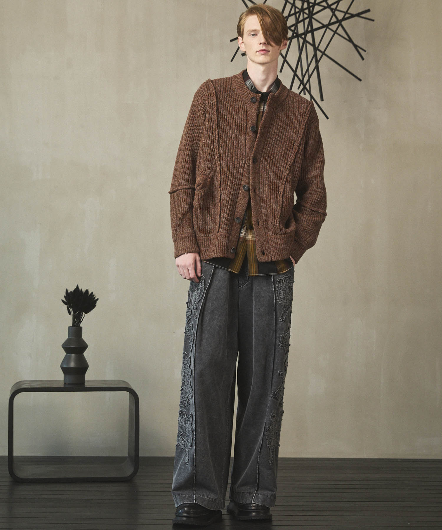 [25AW PRE-ORDER] 3 colors Wool Nylon Prime-Over Crew Neck Knit Cardigan