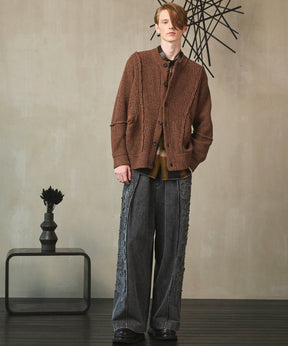 [25AW PRE-ORDER] 3 colors Wool Nylon Prime-Over Crew Neck Knit Cardigan