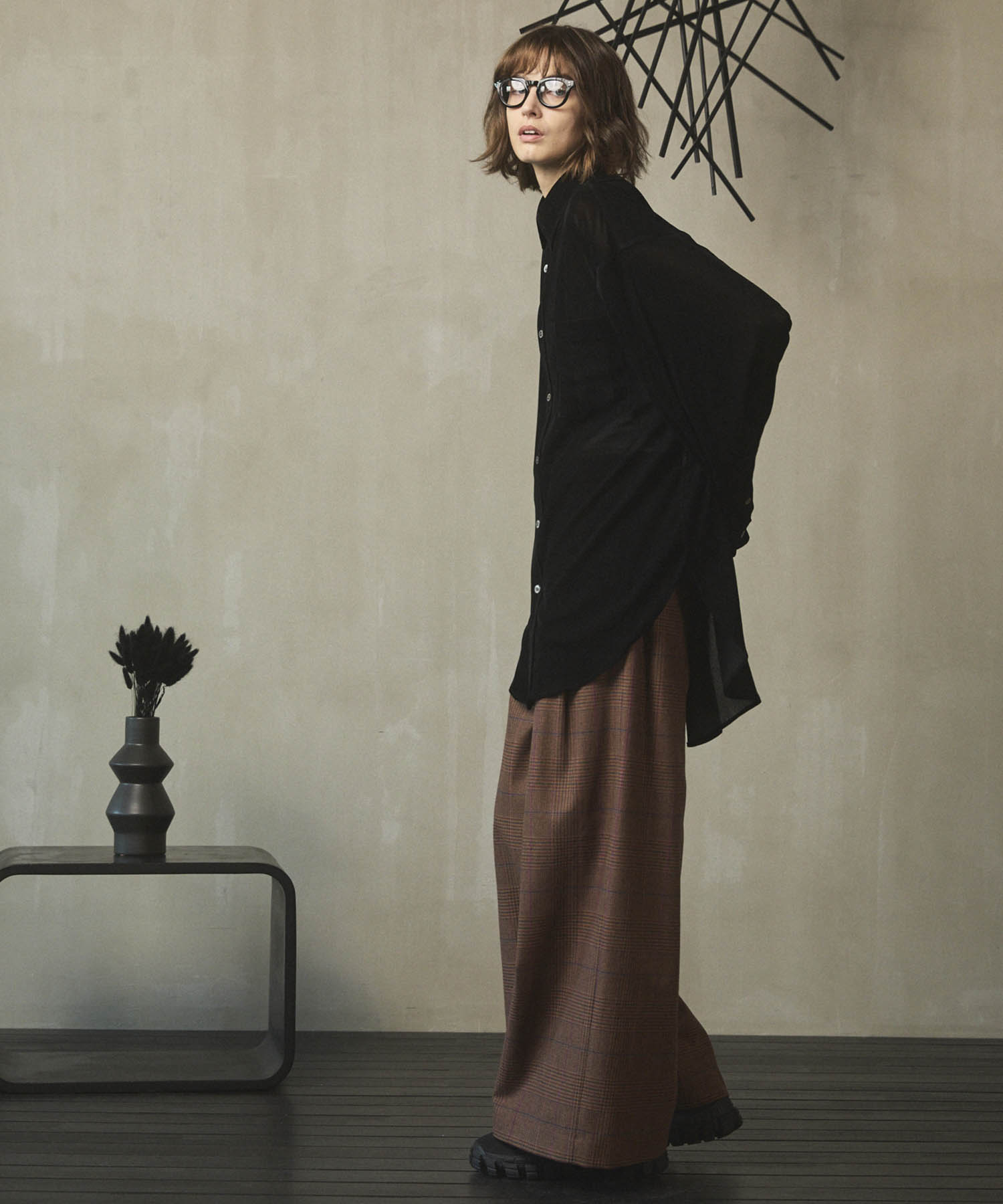 프라임 오버 플록 프린트 일반 칼라 셔츠 코트