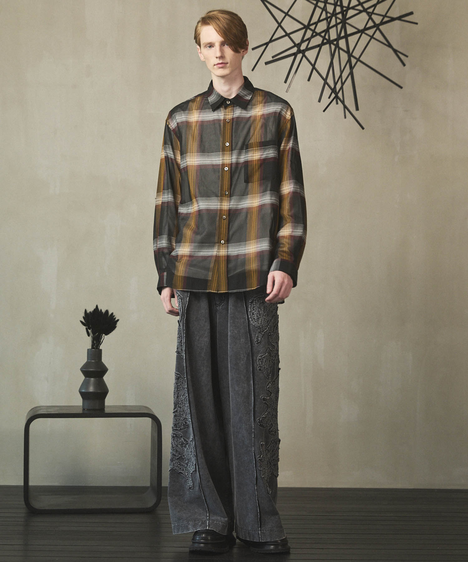 Prime-Over Cotton Organdy 일반 칼라 셔츠를 확인하십시오