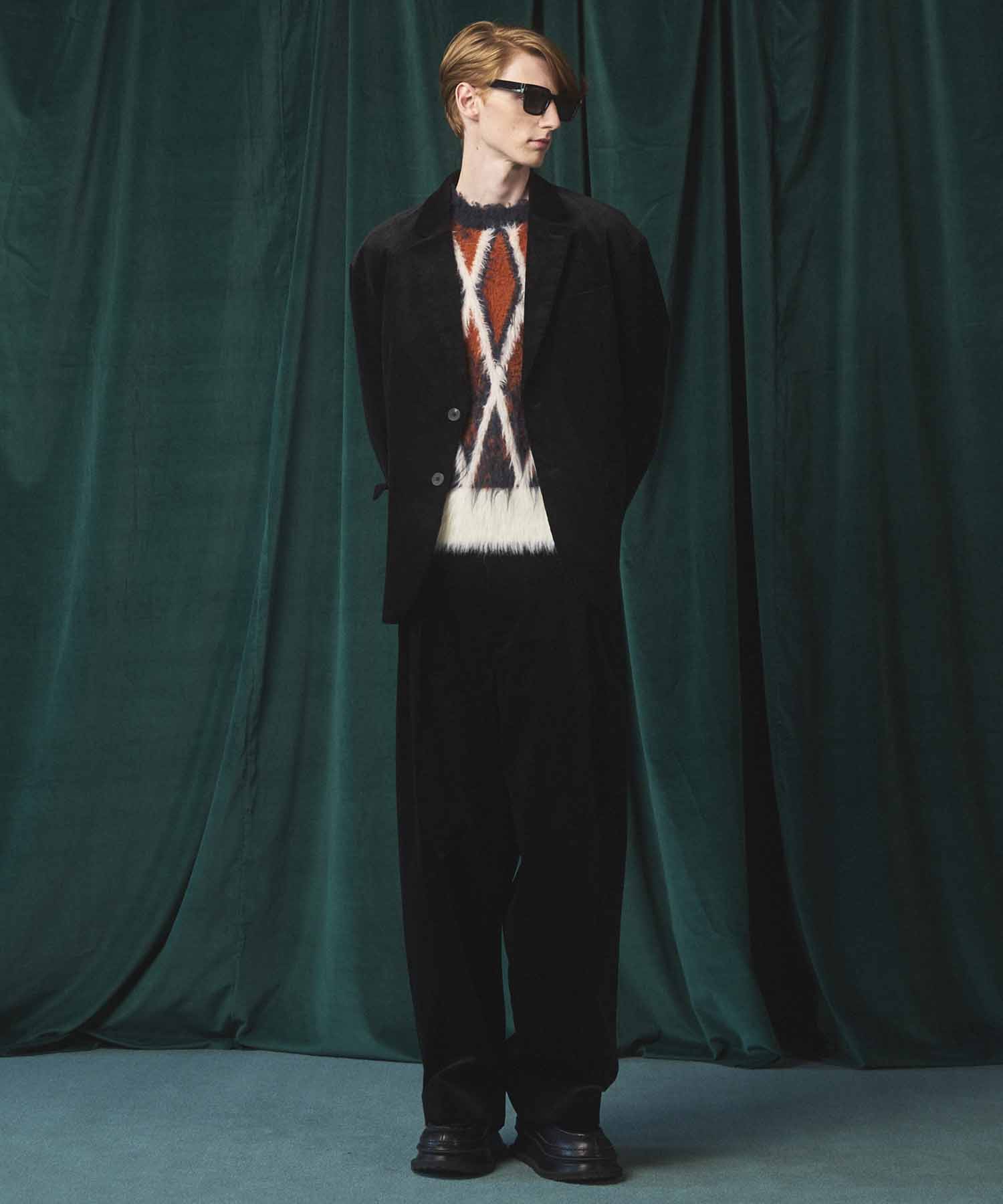 [25AW预订] 7G毛茸茸的jacquard钻石图案Argyle Prime ersere脖子编织套头衫