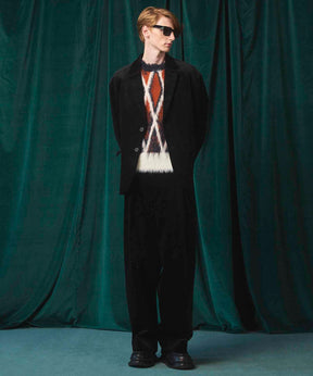 [25AW预订] 7G毛茸茸的jacquard钻石图案Argyle Prime ersere脖子编织套头衫