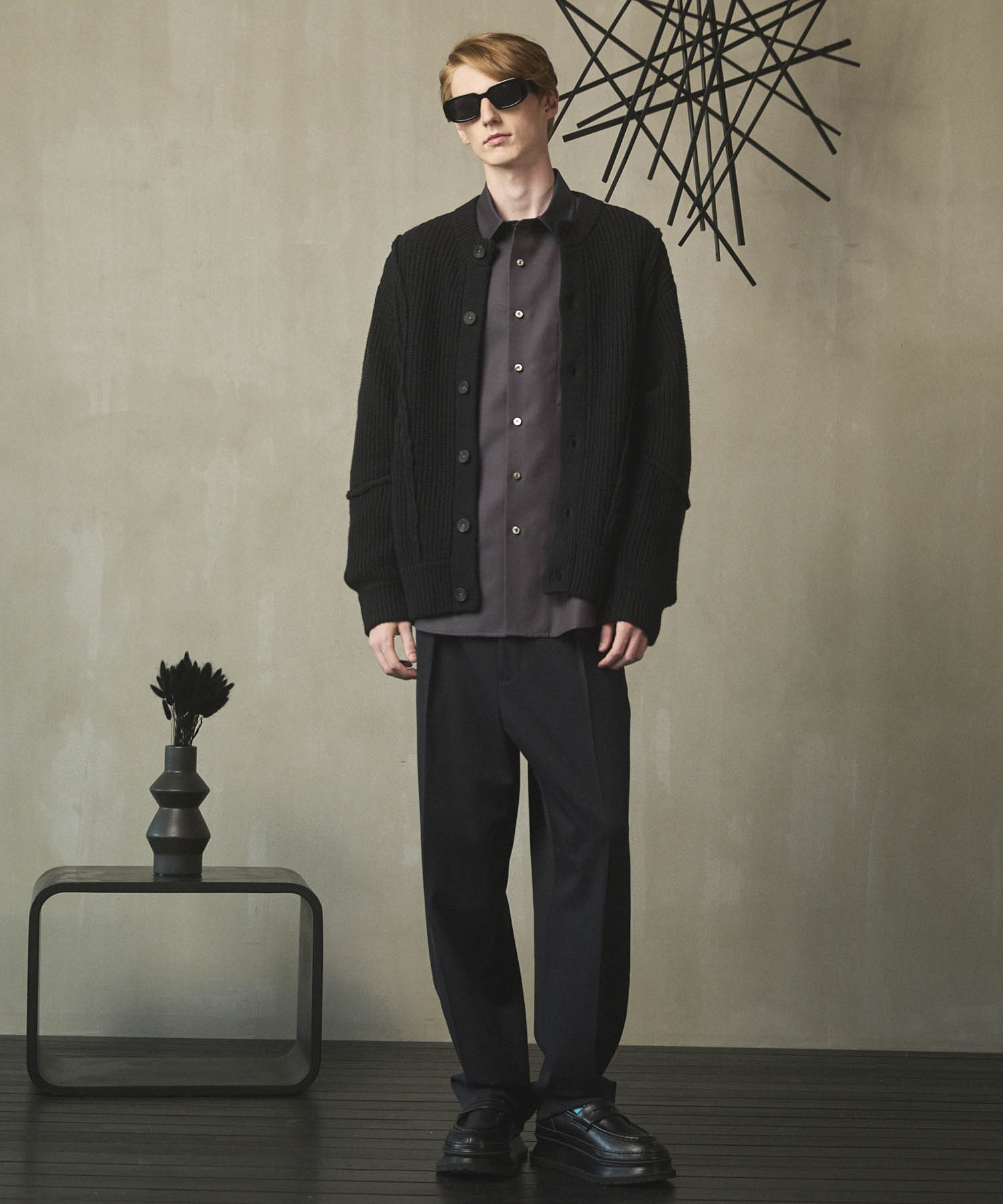 [25AW PRE-ORDER] 3 colors Wool Nylon Prime-Over Crew Neck Knit Cardigan