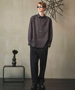 4 색 샹 브레이 씻을 수있는 양모 프라임-오버 일반 칼라 셔츠