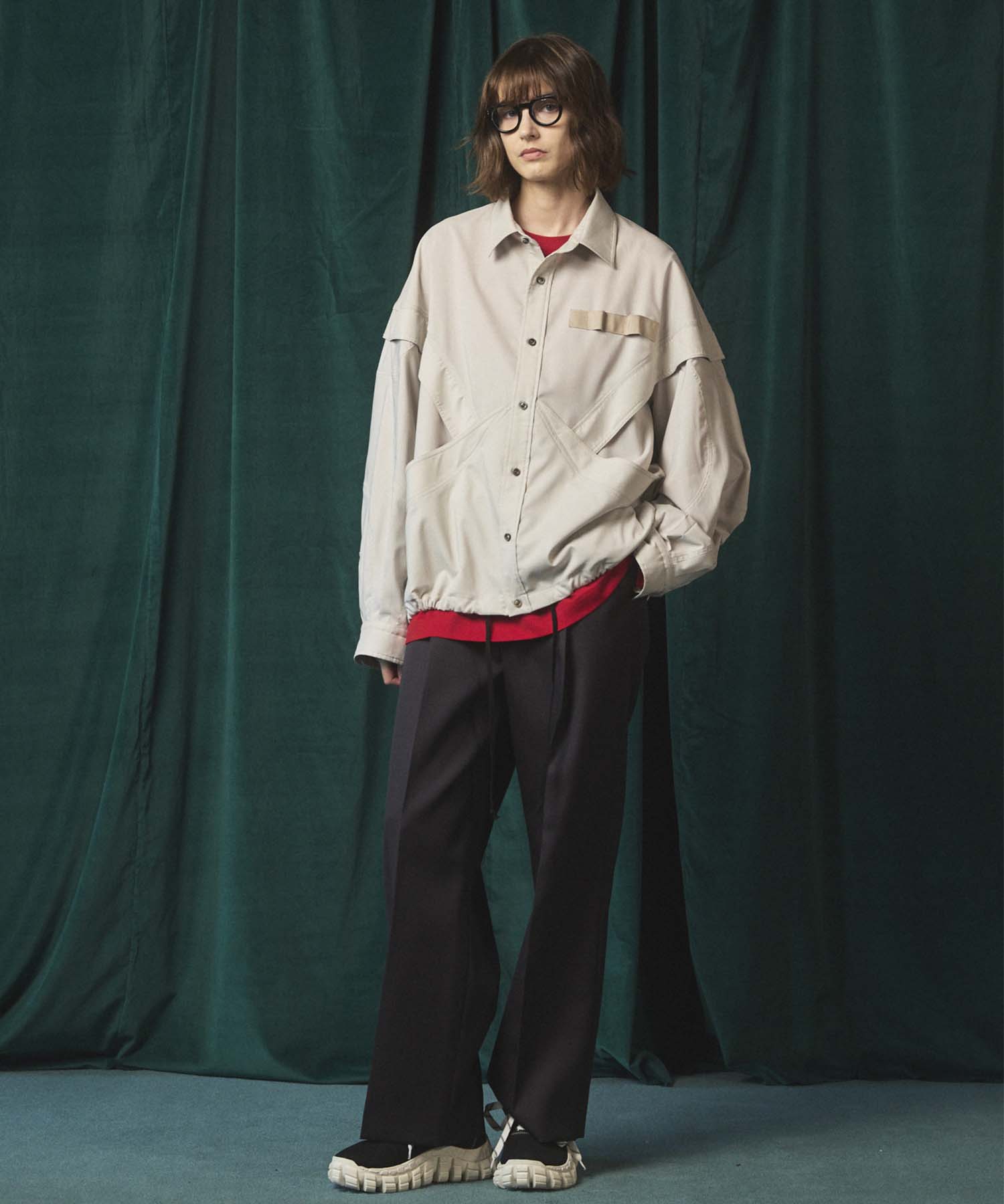 Prime-Over Curved Curve switching Regular Collar Shirt (Copy)