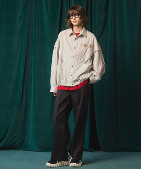 4 Colors Chambray Washable Wool Prime-Wide One Tuck Wide Pants