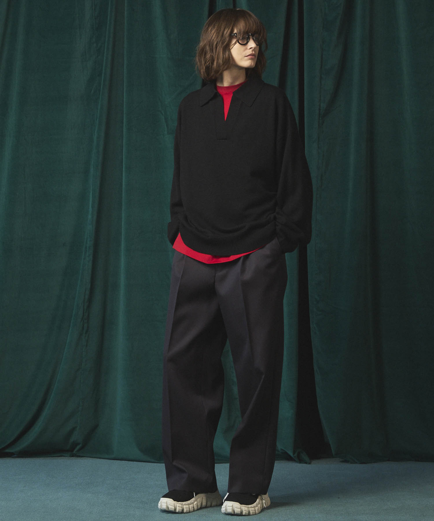 4 Colors Chambray Washable Wool Prime-Wide One Tuck Wide Pants