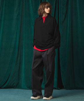 4 Colors Chambray Washable Wool Prime-Wide One Tuck Wide Pants